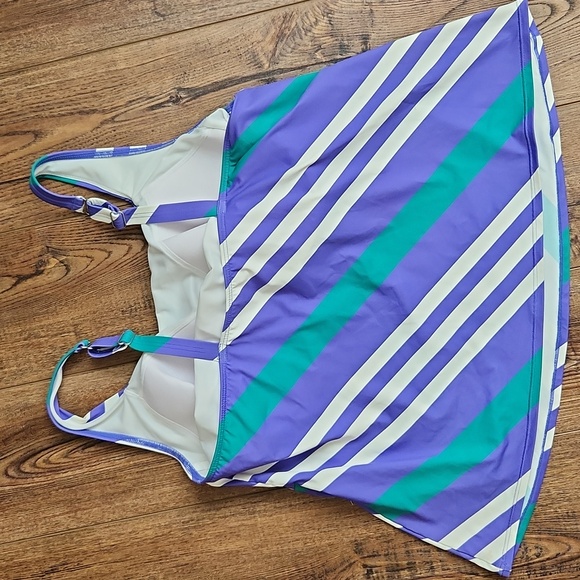 Lands End Plus Striped Tankini,  Bottoms, and Skirted Bottom 3 Pc Set EUC 🏖 - Picture 6 of 15